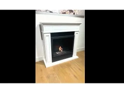 Chimenea eléctrica de pie JEFFERSON en madera blanca L 89,5 x H 90,5 x P 28