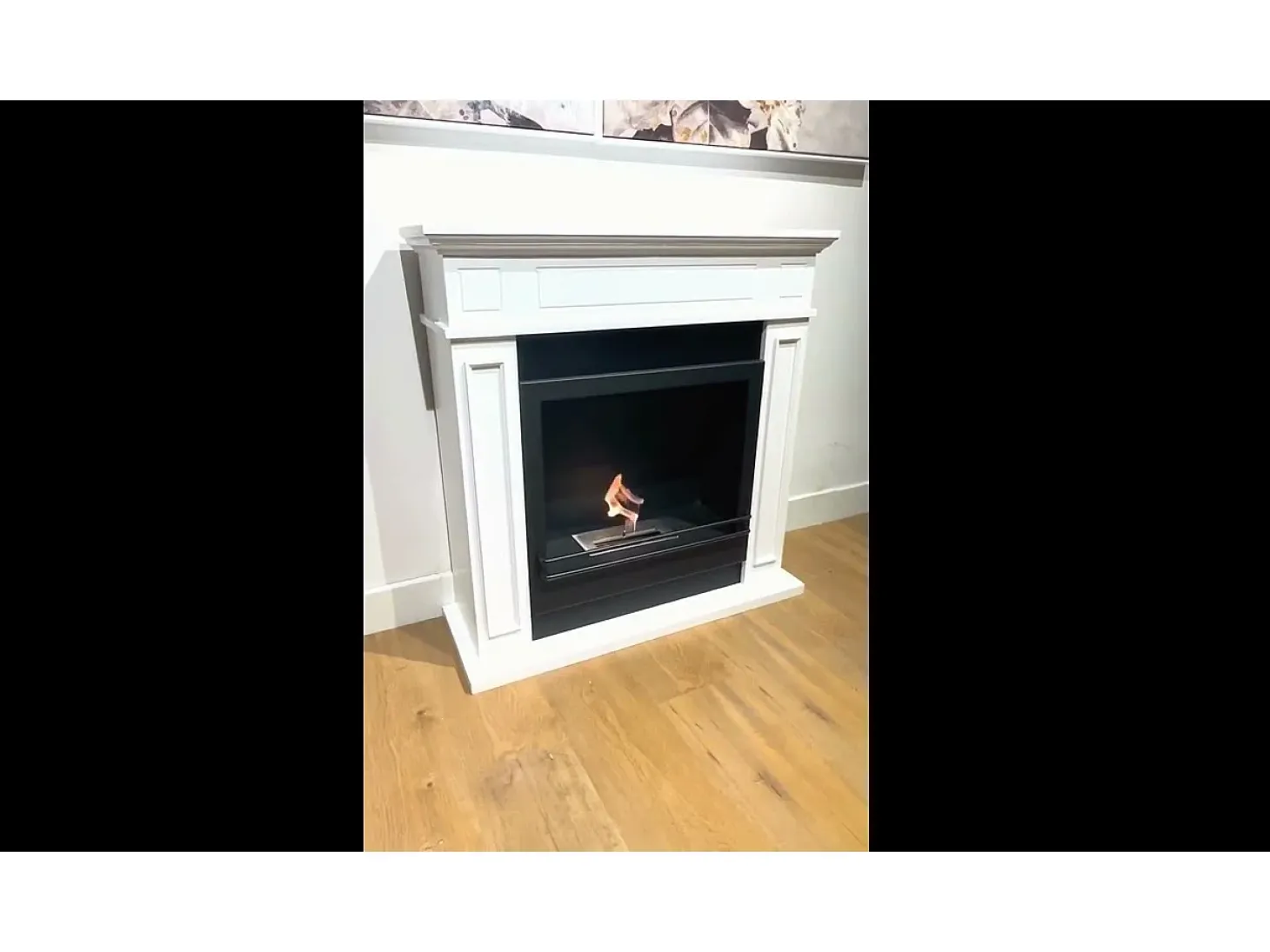 Chimenea eléctrica de pie JEFFERSON en madera blanca L 89,5 x H 90,5 x P 28