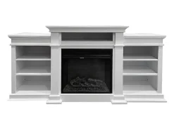 Chimenea eléctrica de pie BIDEN de madera blanca L179 x P48 x H85