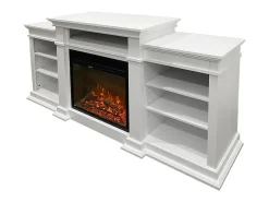 Chimenea eléctrica de suelo BIDEN de madera blanca L179 x P48 x H85