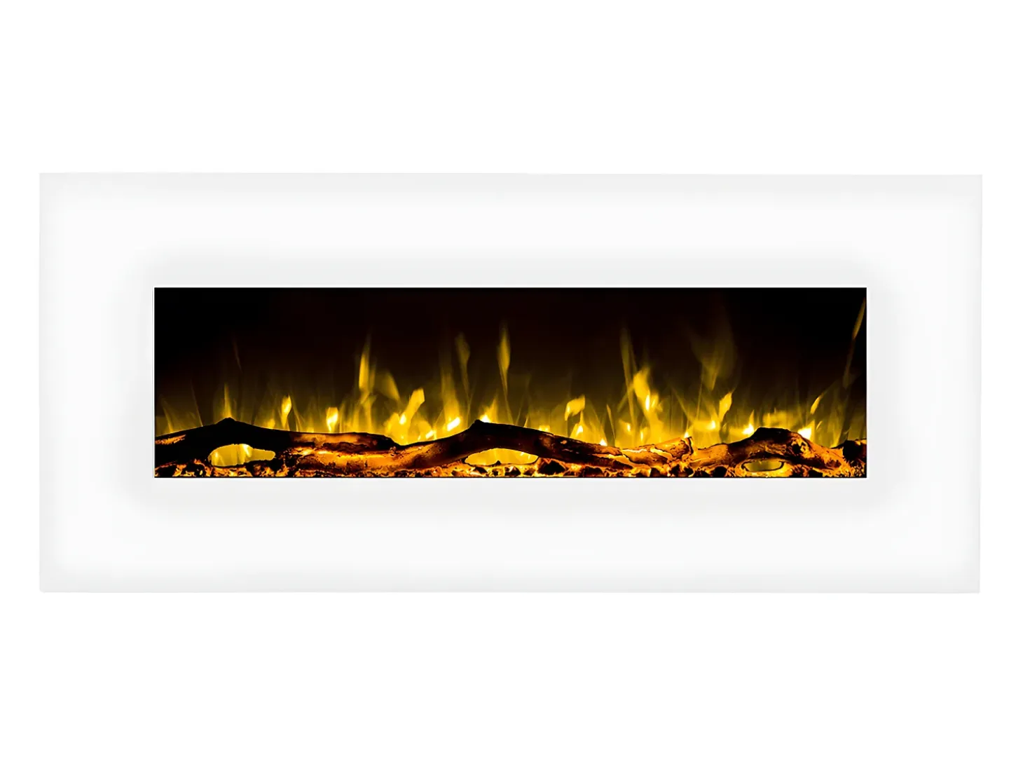 Chimenea eléctrica LALITA - Ancho 110 x Prof. 14 x Alt. 49 cm - Blanco