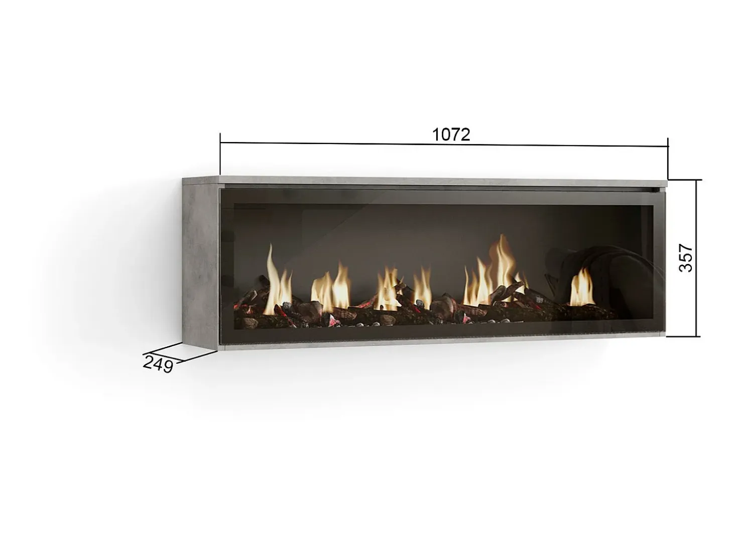Chimenea eléctrica LED, 107x25x38cm, Salón - Comedor, Chimenea eléctrica, Cemento