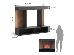 Chimenea eléctrica negro 100x25x80 lynea