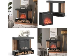 Chimenea eléctrica negro 100x25x80 lynea