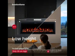 Chimenea eléctrica REGAL 126 - fuego premium - de pared y empotrados - 126x35x12 cm - chimenea LED decorativa con calefacción 900/1800 W