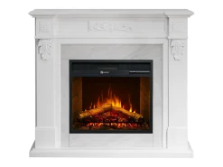 Chimenea eléctrica TRUMAN, chimenea de pie, efecto mármol blanco, L121 x P38 x H108