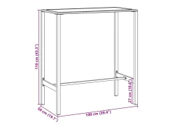 Chrysto Mesa alta de bar acero recubrimiento polvo negro 100x50x110 cm