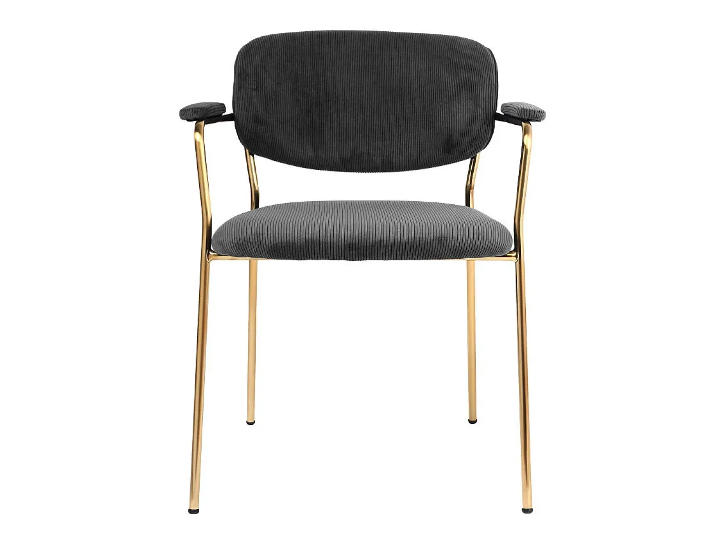 CLARA-Silla de tela acanalada carbono y metal dorado(x2)