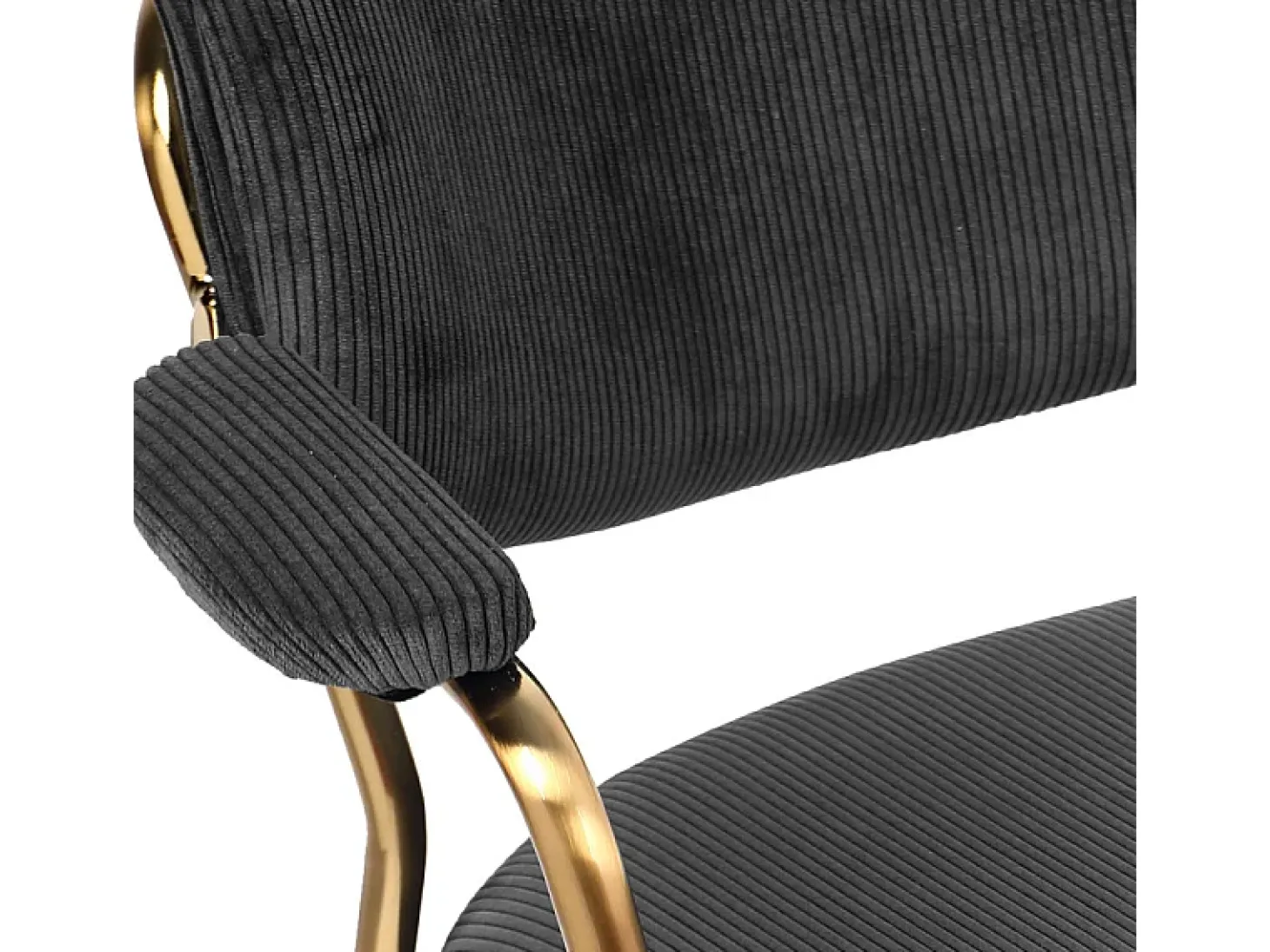 CLARA-Silla de tela acanalada carbono y metal dorado(x2)
