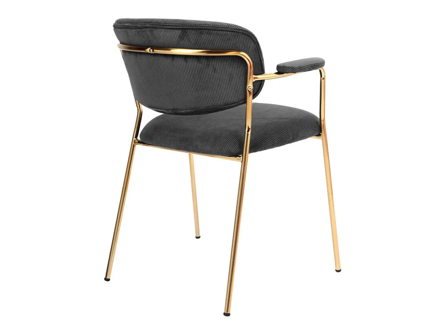 CLARA-Silla de tela acanalada carbono y metal dorado(x2)