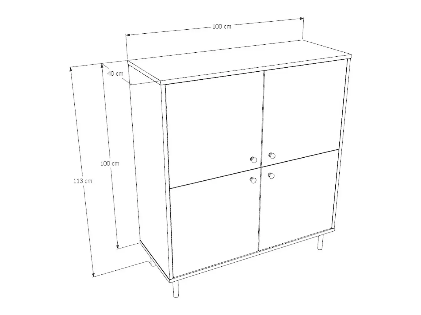 Cómoda Aparador Color Cachemira de 4 Puertas – 100x113x40 cm – Patas Doradas y Gran Capacidad
