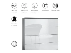 Cómoda colgante Pavos V3, Aparador con 4 cajones antracita mate/burdeos de alto brillo (76 x 76 x 35 cm)