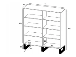 Cómoda con 4 puertas - estructura de roble wotan frentes grafito mate - 113 cm, patas de metal