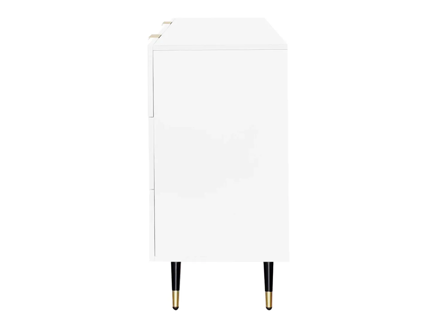 Cómoda de 6 cajones, mueble de almacenaje blanco con patas y tiradores dorados