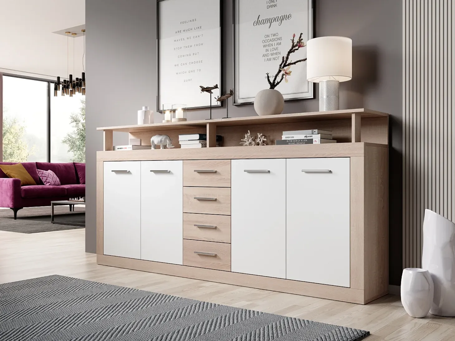Cómoda Luna XXL roble sonoma / blanco