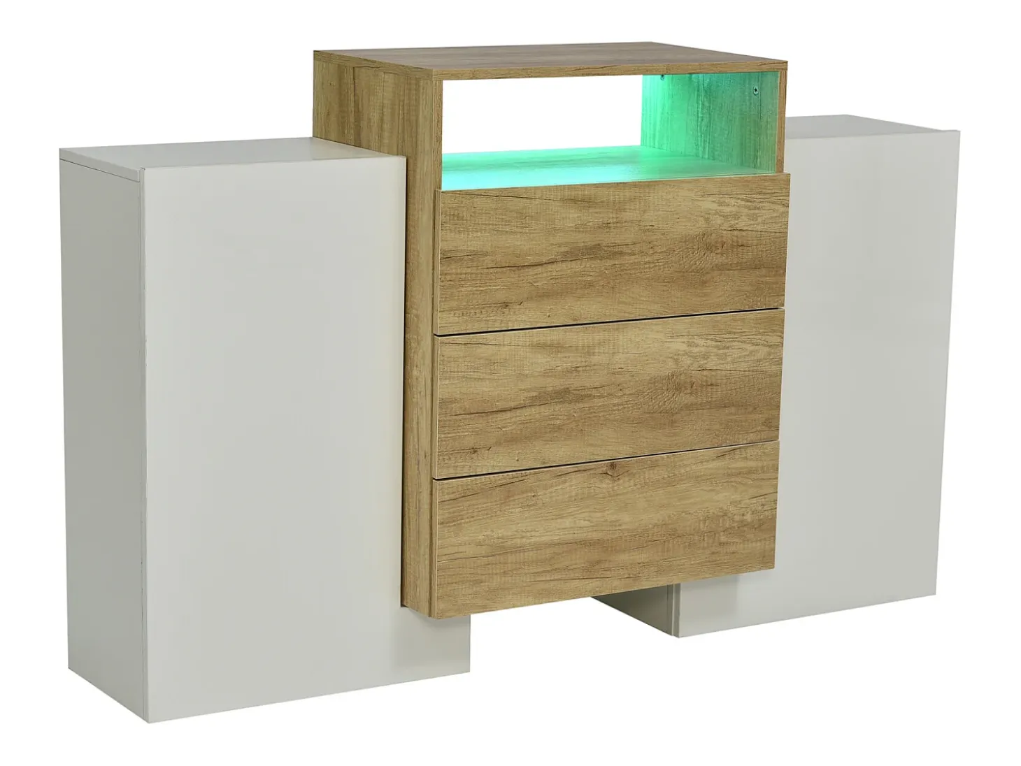 Cómoda moderna de madera estructurada con cajones de almacenaje - L 140 x P 30 x H 78 cm