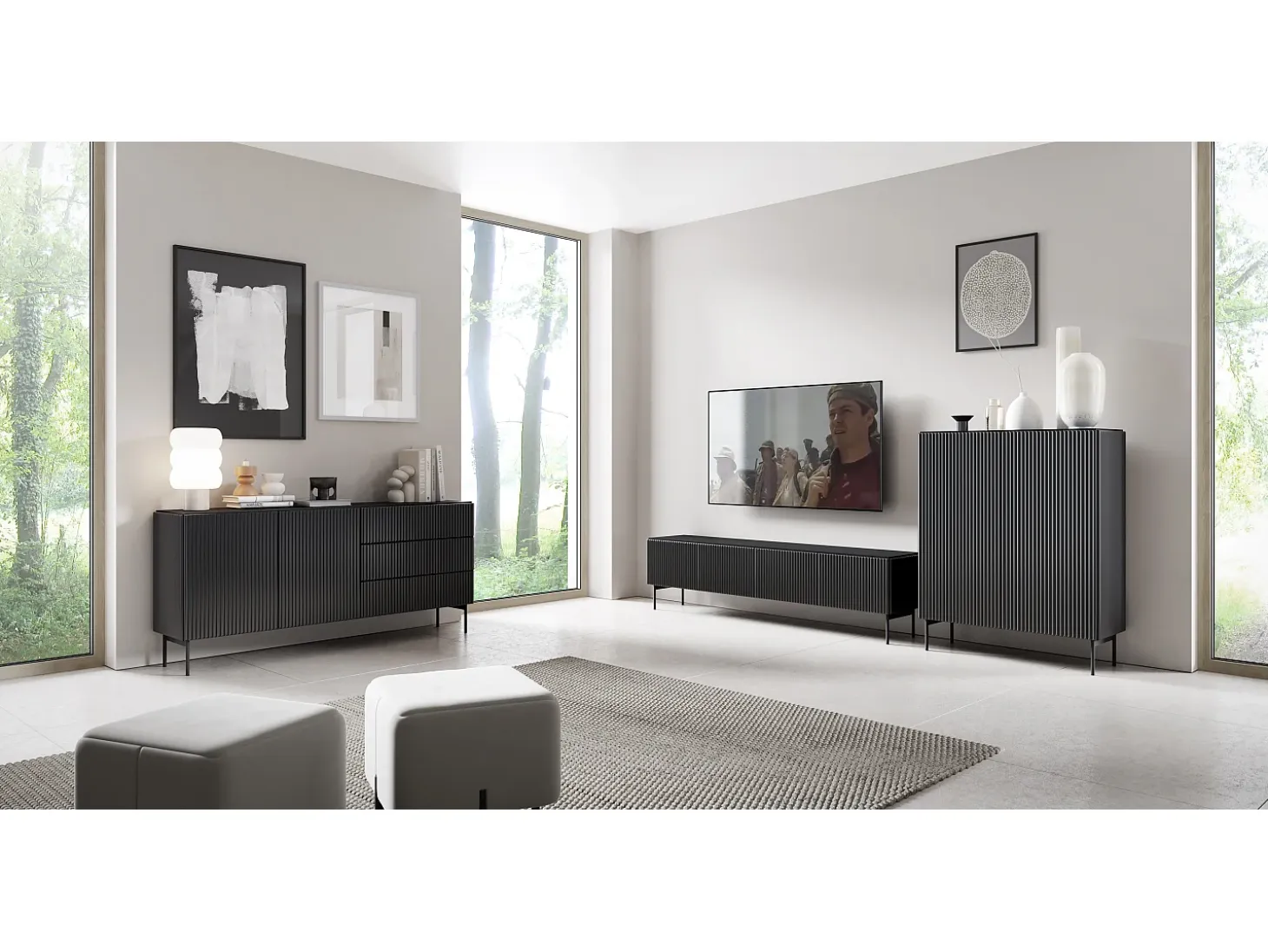 Cómoda, negro, 147 x 81,2 x 39,8 cm