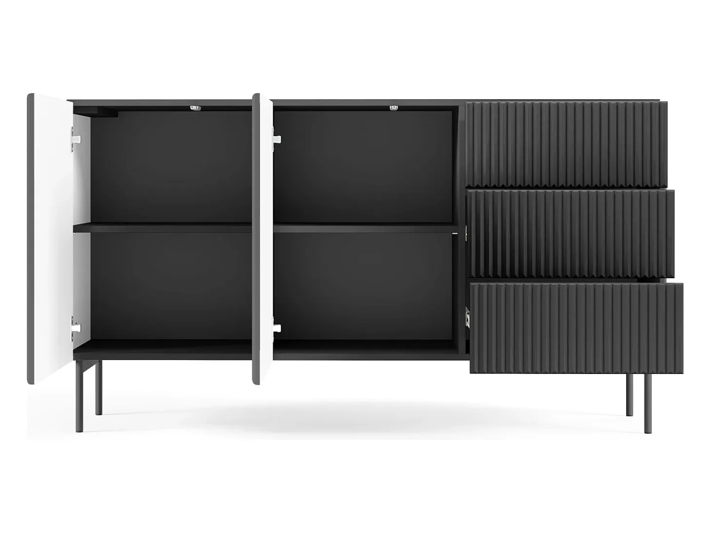 Cómoda, negro, 147 x 81,2 x 39,8 cm