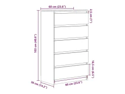 Cómoda Roble ahumado 60x36x103 cm Madera contrachapada