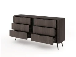 Cómoda, roble Dunin combinado con negro, 163,2 x 81,2 x 38 cm