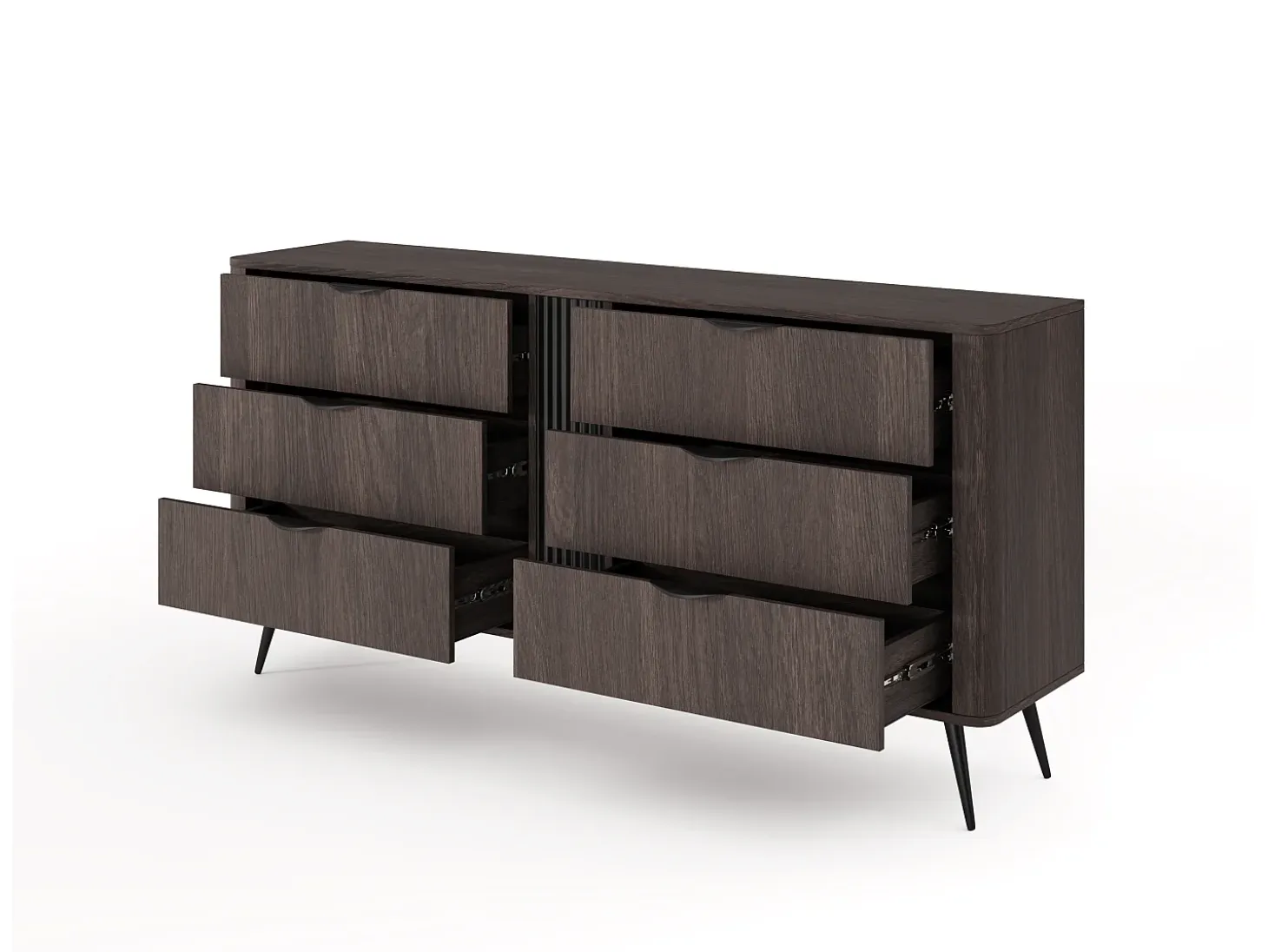 Cómoda, roble Dunin combinado con negro, 163,2 x 81,2 x 38 cm