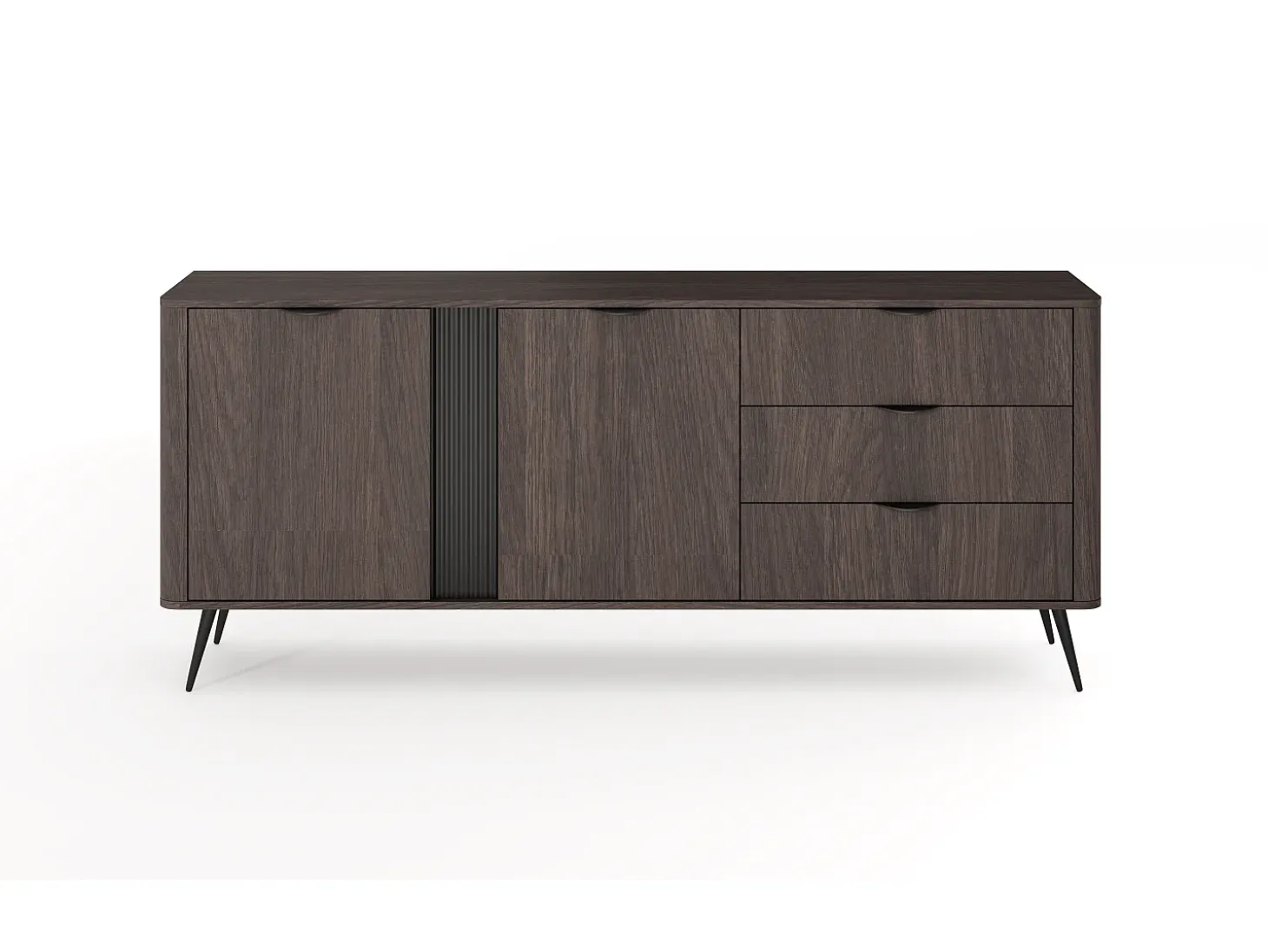 Cómoda, roble Dunin combinado con negro, 195,2 x 81,2 x 38 cm