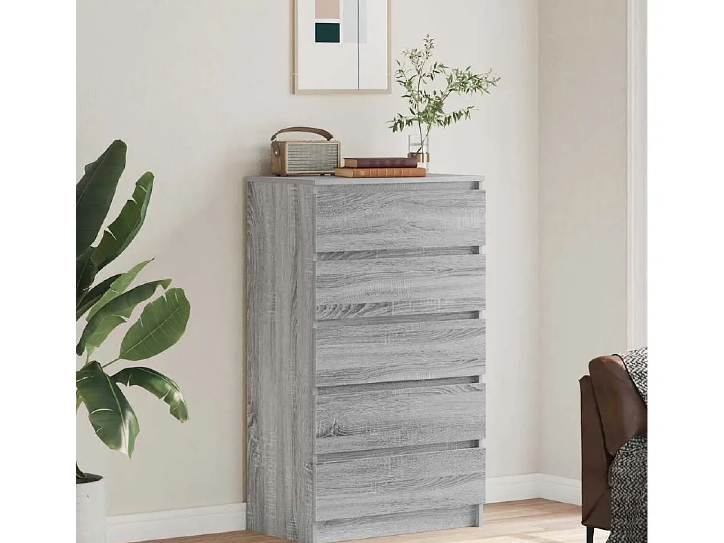 Cómoda Sonoma gris 60x36x103 cm Madera de ingeniería