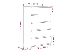 Cómoda Sonoma gris 60x36x103 cm Madera de ingeniería