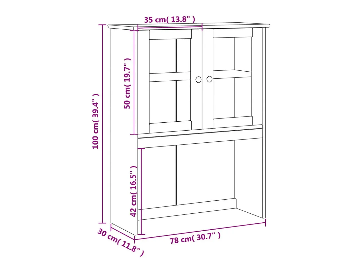 Cómoda VIGO blanca 78x30x100 cm madera maciza de pino