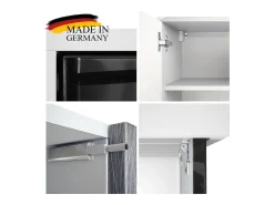 Cómoda Vladon Cuba - negro mate/mezclilla mate - Aparador moderno para su salón - (AnxAlxPr) 182x53x35 cm