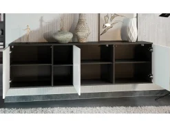 Cómoda Vladon Cuba - negro mate/negro mate - Aparador moderno para su salón - (AnxAlxPr) 182x53x35 cm