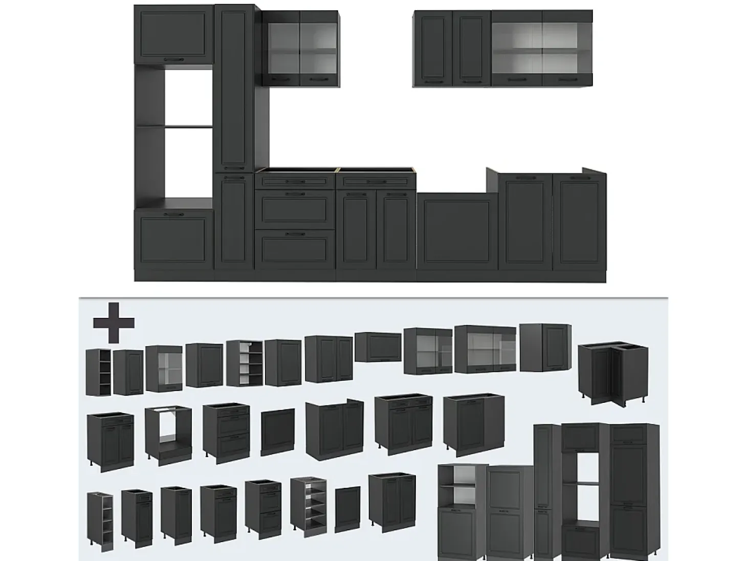 Cocina antracita casa de campo/antracita 350x60x81.6 r-line