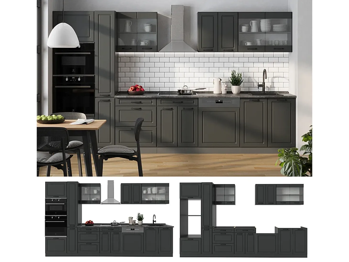 Cocina antracita casa de campo/antracita 350x60x81.6 r-line
