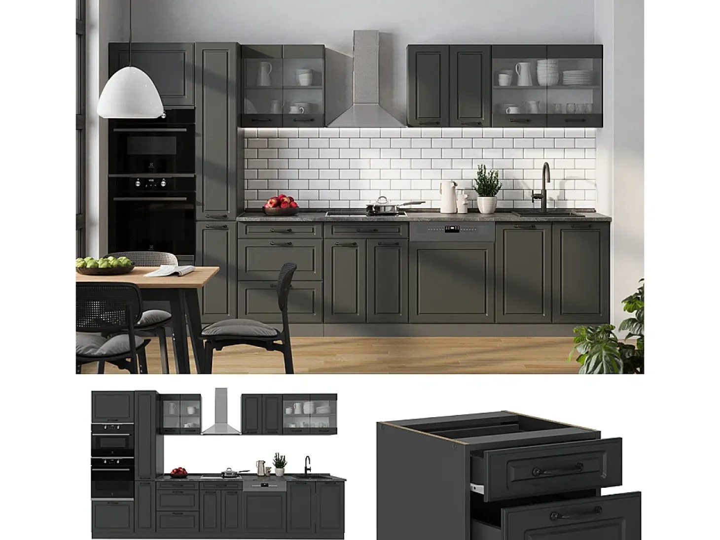 Cocina antracita casa de campo/antracita 350x60x81.6 r-line