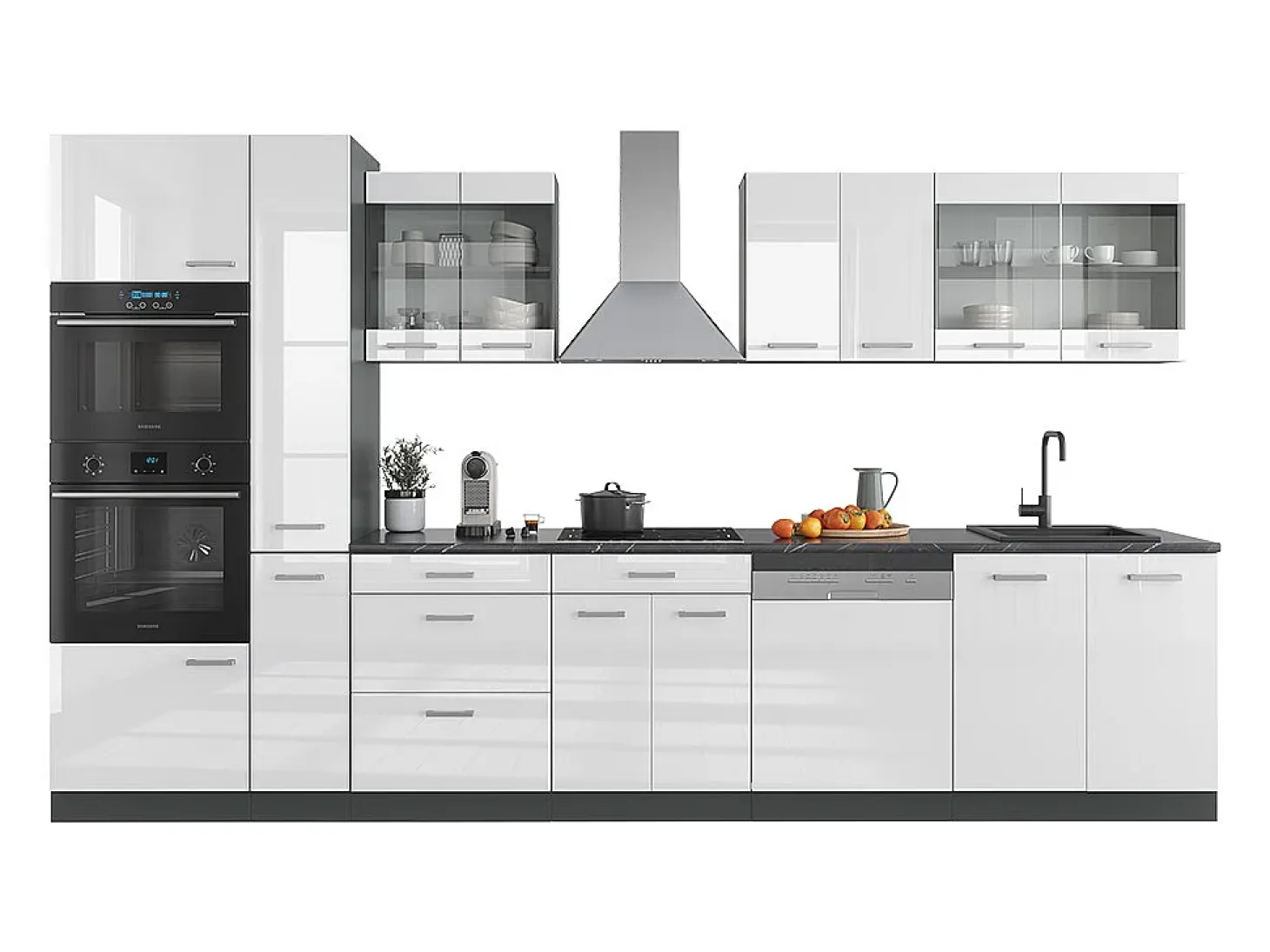 Cocina blanco brillo/antracita 350x60x81.6 r-line