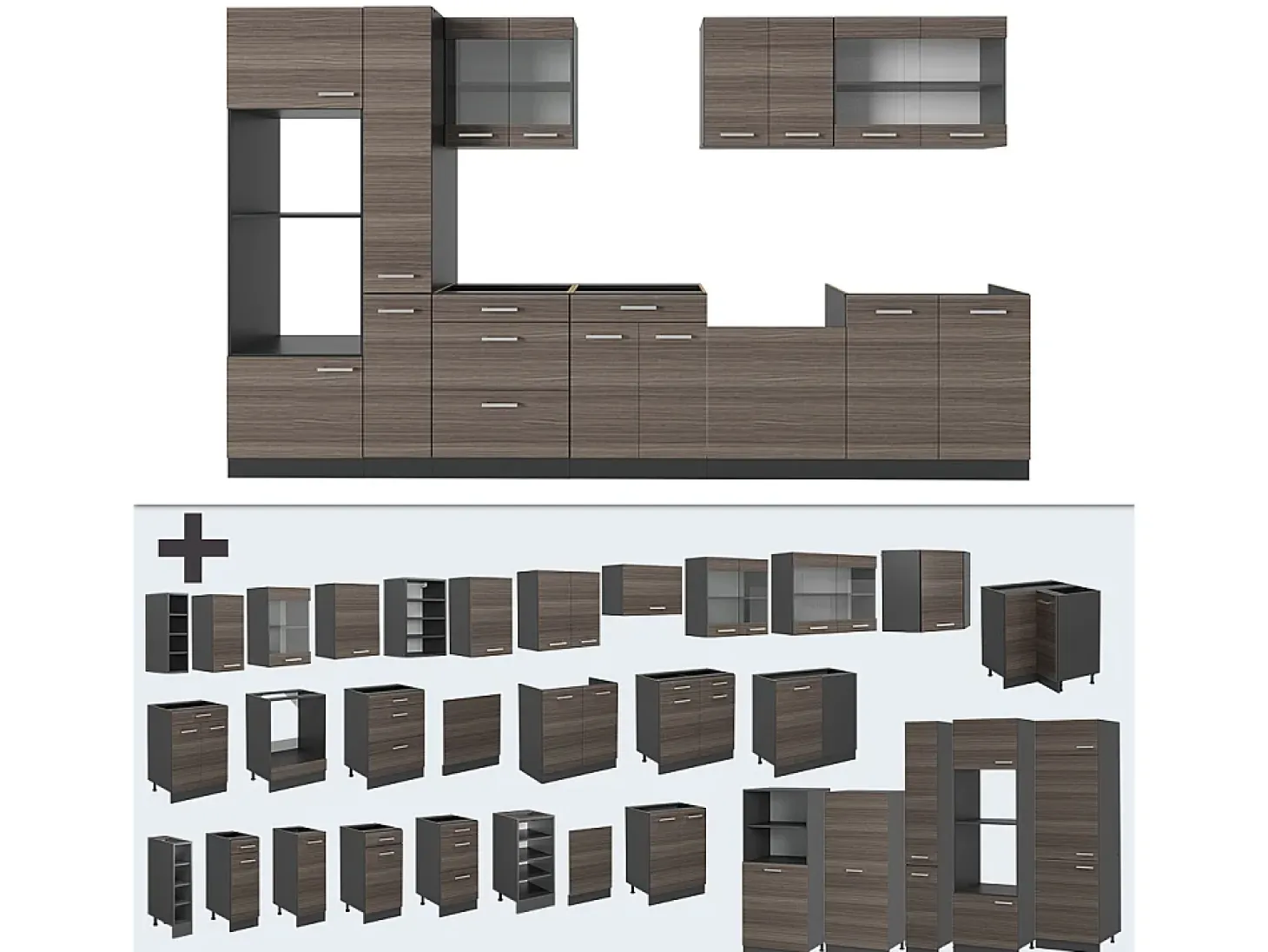 Cocina gris noble/antracita 350x60x81.6 r-line