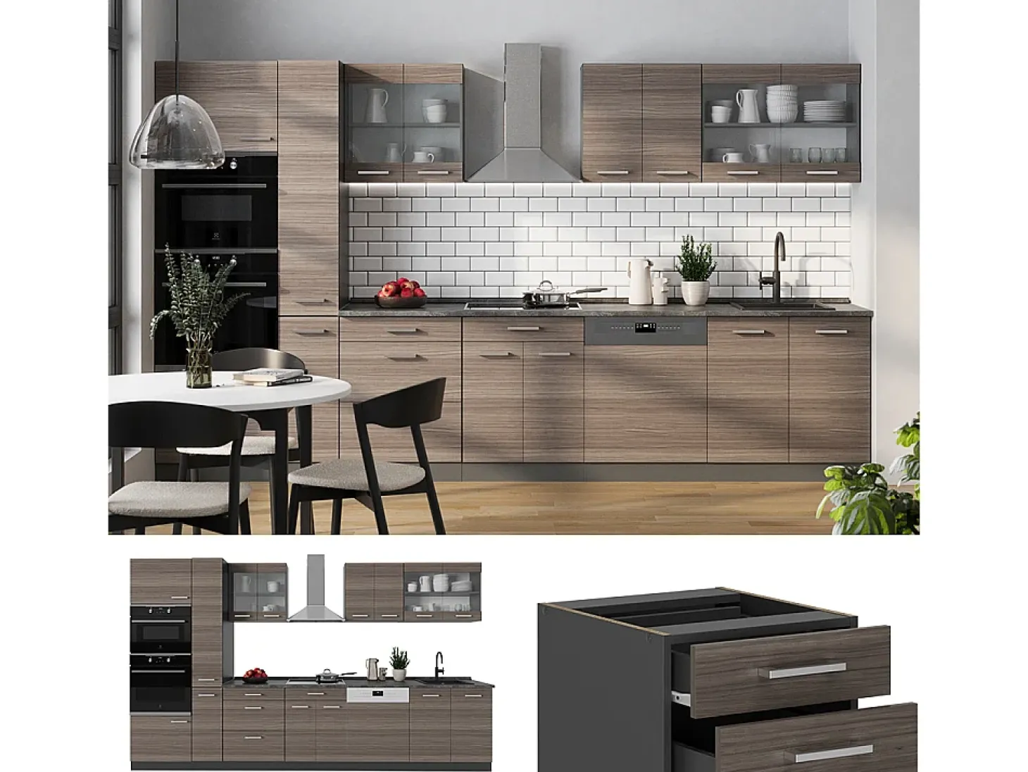 Cocina gris noble/antracita 350x60x81.6 r-line