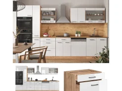 Cocina americana blanco brillo intenso/roble dorado 350x60x81.6 r-line