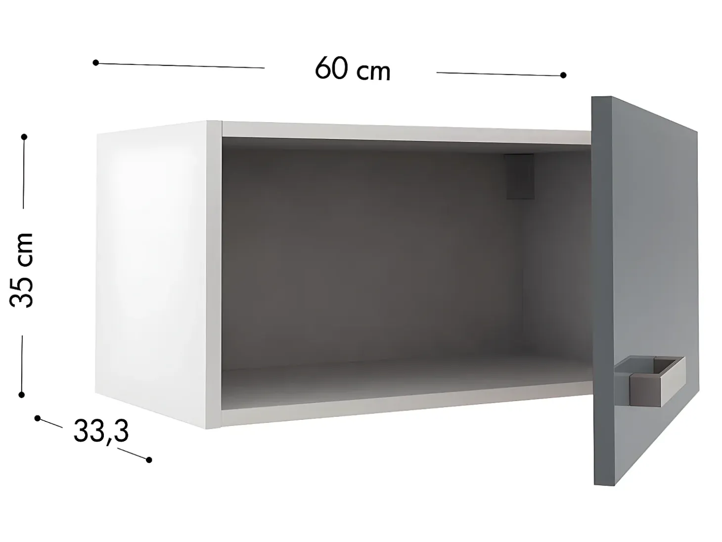 Cocina completa - 180 cm - 6 estantes - Blanco y gris - TRATTORIA