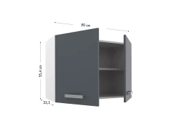 Cocina completa - 180 cm - 6 estantes - Blanco y gris - TRATTORIA