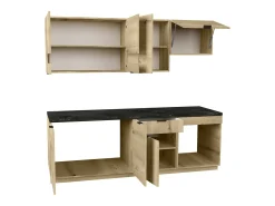 Cocina completa - 200 cm - 6 muebles de almacenamiento - Natural y Antracita - CARMEO