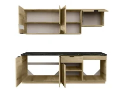 Cocina completa - 200 cm - 6 muebles de almacenamiento - Natural y Antracita - CARMEO