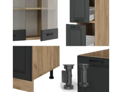 Cocina completa casa de campo antracita/roble dorado 350x60x81.6 r-line