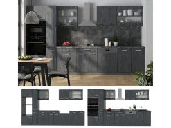 Cocina completa hormigón negro/antracita 350x60x81.6 r-line