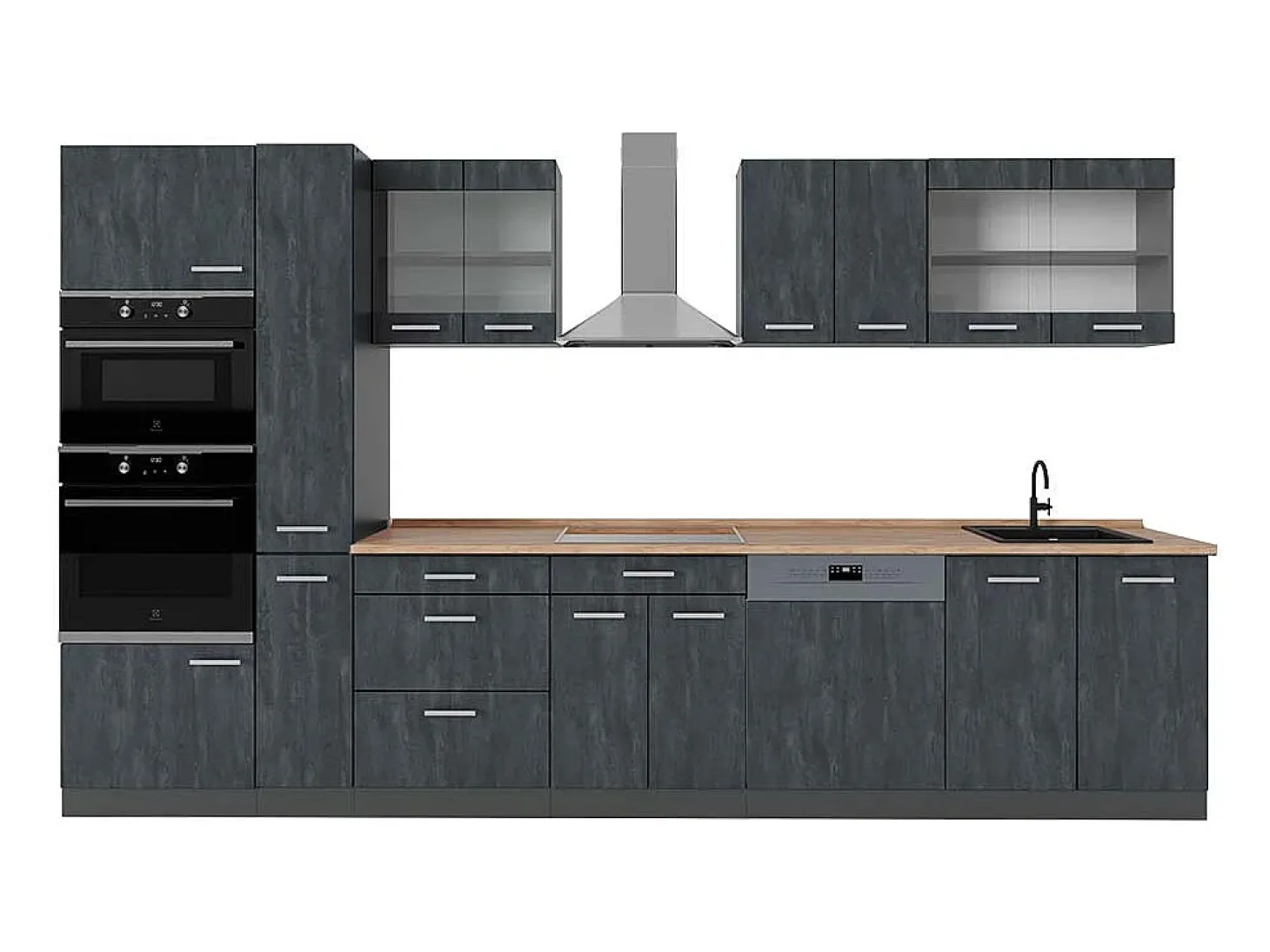 Cocina completa hormigón negro/antracita 350x60x81.6 r-line