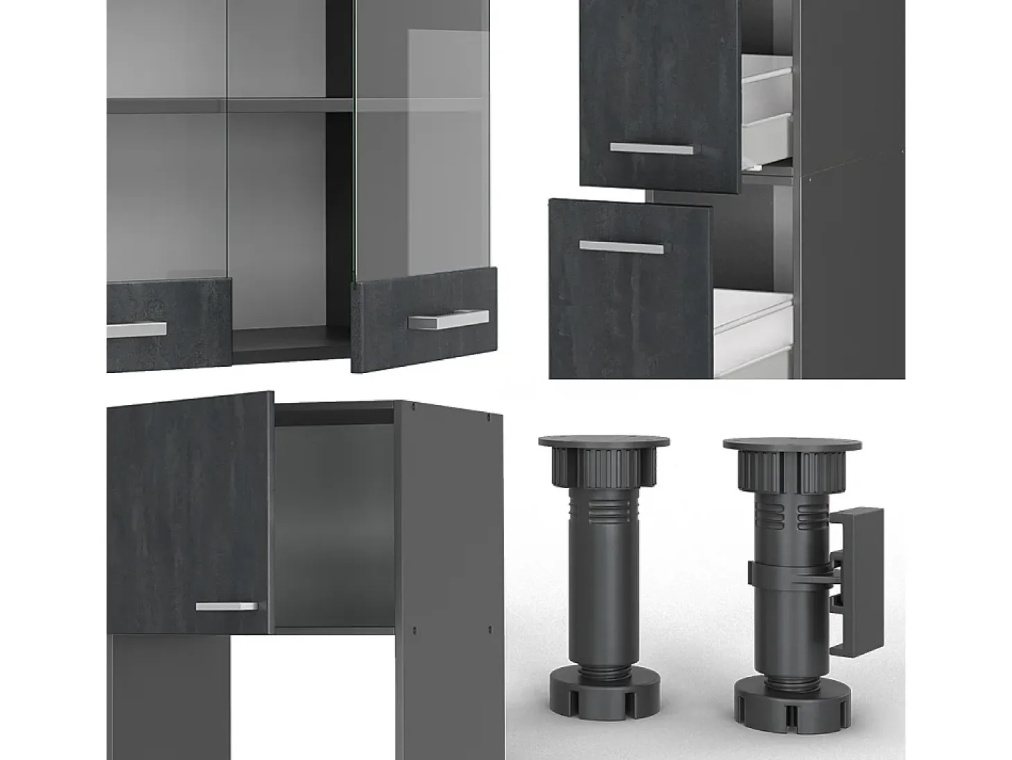 Cocina completa hormigón negro/antracita 350x60x81.6 r-line