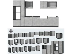 Cocina completa hormigón/antracita 350x60x81.6 r-line