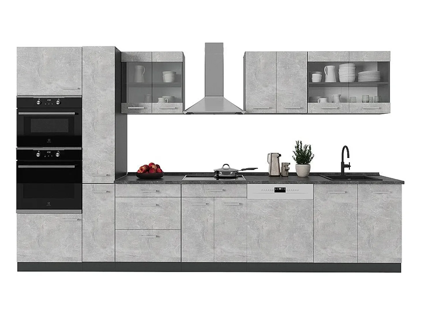 Cocina completa hormigón/antracita 350x60x81.6 r-line