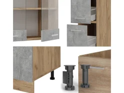 Cocina completa hormigón/roble dorado 350x60x81.6 r-line