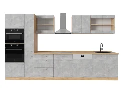 Cocina completa hormigón/roble dorado 350x60x81.6 r-line